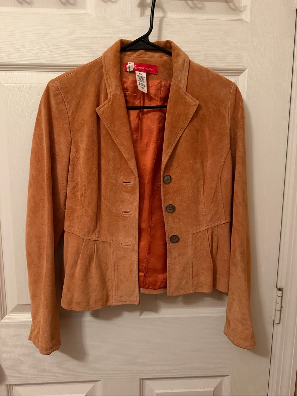 Anne Klein Suede Peplum Blazer in Burnt Orange